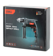 Дрель-шуруповерт сетевая Deli DE-CZ13-1E (680Вт, 13мм, 3000об/мин, 48000уд/мин, картон)