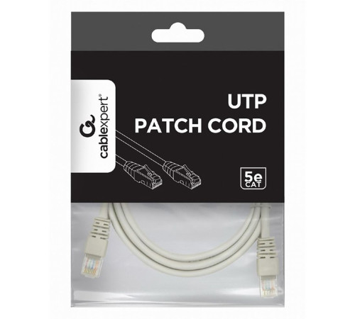 Патч-корд Cablexpert UTP кат.5e, 1.5 м, литой, многожильный, серый