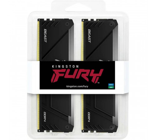 Модуль памяти Kingston FURY Beast RGB 64GB DDR4 3200 DIMM Gaming Memory Non-ECC, CL16, 1.35V, Kit (2*32GB), RTL