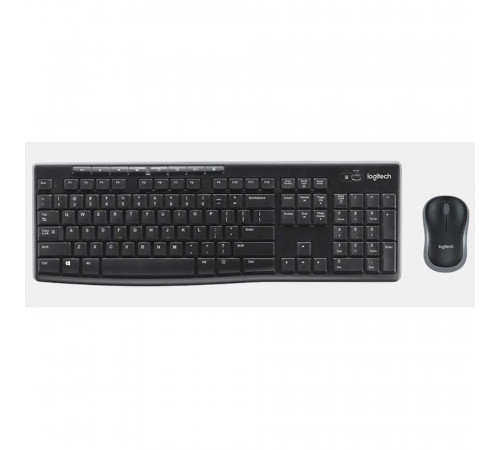 Комплект клавиатура и мышь Logitech  MK270 |920-004518| клавиатура черная, 112 клавиш с защитой от воды, |920-004518| мышь черная, оптическая, 1000dpi, 3 кнопки, 2.4GHz, USB-ресивер (039247) {6}