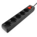Сетевой фильтр Гарнизон ЕНLB-4, 5 розеток, 0.5 м, черный