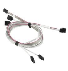 Кабель SuperMicro MINI SAS HD - 4 SATA w/ SB, 90/90/75/75/75 cм, 30AWG, 12Gb/s