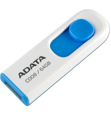 USB накопитель 64GB ADATA C008 USB 2.0, белый/синий