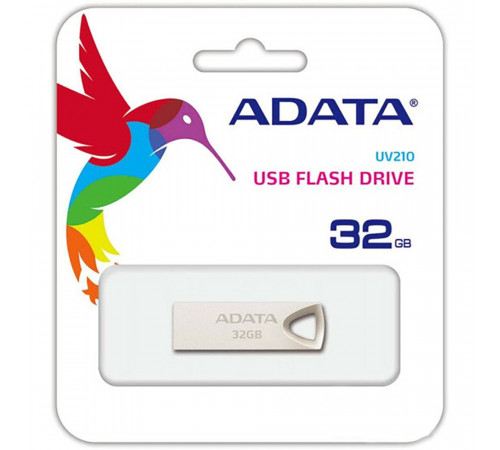 Flash USB Drive(ЮСБ брелок для переноса данных) ADATA 32GB ADATA UV210 USB Flash |AUV210-32G-RGD| USB 2.0, Golden, RTL (965843)