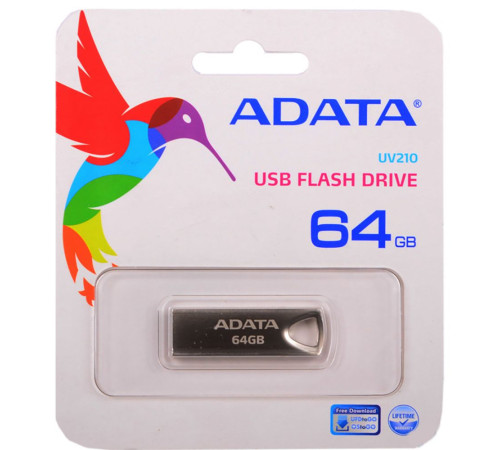 USB накопитель 64GB ADATA UV210, USB 2.0, серебристый