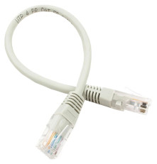 Патч-корд Cablexpert UTP кат.5e, 0.25 м, медь 26AWG, серый