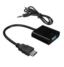 Кабель-адаптер ACD-DAHVF-01B, HDMI-VGA, Golden Plated, 19m/15f, черный, 0.2 м