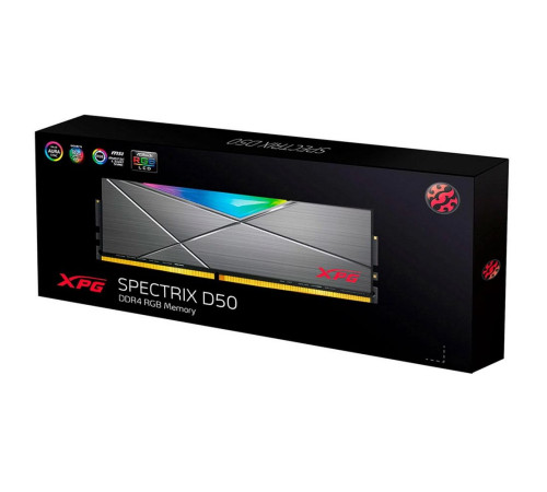 Модуль оперативной памяти XPG 32GB SPECTRIX D50 RGB Grey DDR4 3200Mhz DIMM, CL16, 1.35V, Heat Shield, RTL