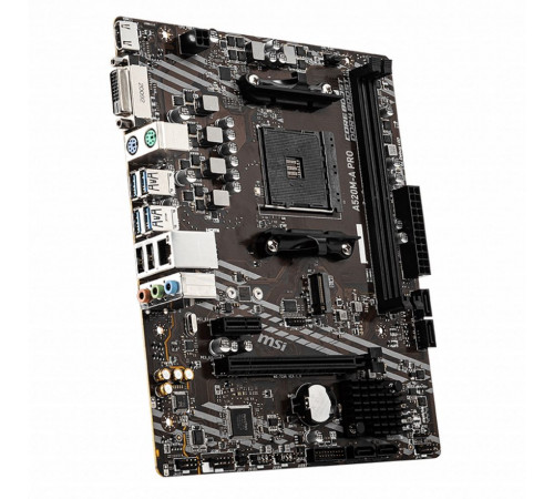 Материнская плата MSI A520M-A PRO A520, AM4, 2*DDR4, 1*PCIEx16, 1*PCIEx1, 1*M.2, 6*USB3.2Gen1, 6*USB2.0, 4*SATA3.0, 1G, DVI, HDMI, M-ATX, RTL
