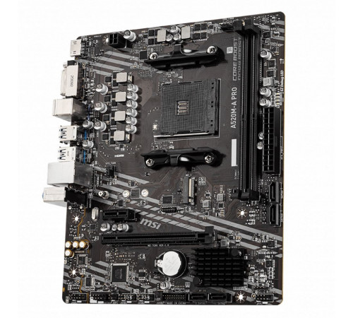 Материнская плата MSI A520M-A PRO A520, AM4, 2*DDR4, 1*PCIEx16, 1*PCIEx1, 1*M.2, 6*USB3.2Gen1, 6*USB2.0, 4*SATA3.0, 1G, DVI, HDMI, M-ATX, RTL