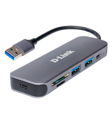 USB-концентратор D-Link DUB-1325/A1A, 2*USB 3.0, USB Type-C, SD/microSD, USB 3.0, серый