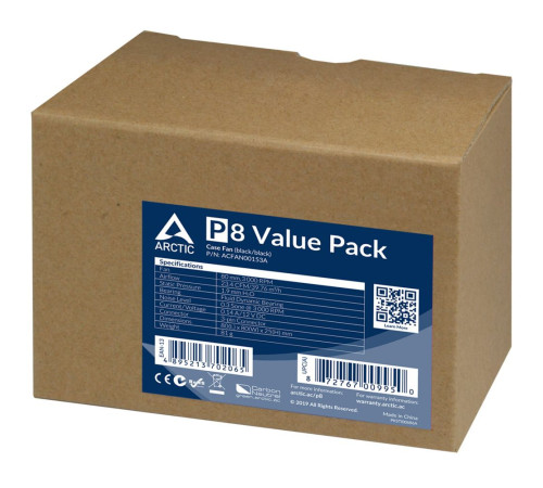 Вентилятор для корпуса Arctic Cooling P8, черный (комплект 5 шт.)