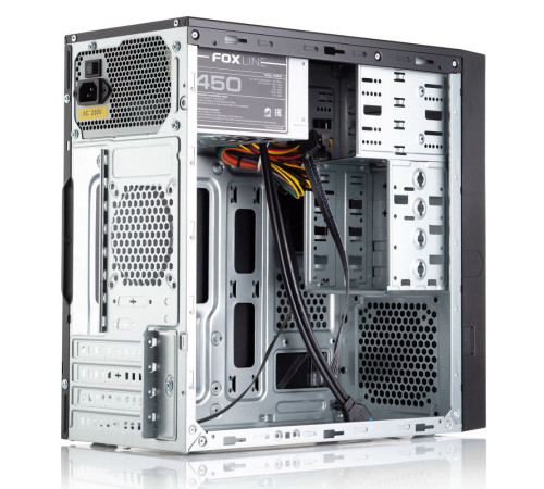 Корпус 450 Вт Foxline FL-733R, mATX, 2x5.25EXT, 2x3.5EXT, 5x3.5INT, 2xUSB3.0, 2xUSB2.0, HDA, wo FAN, w1.2m EU pwr cord