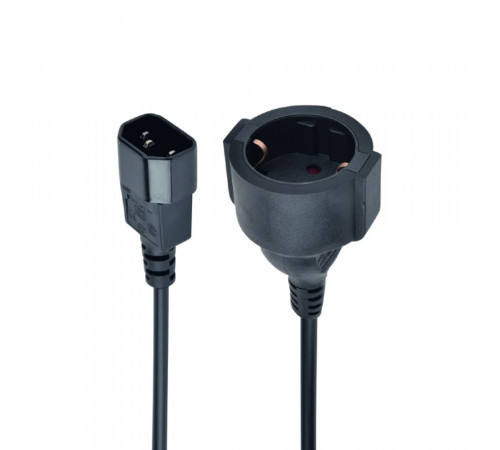 Кабель питания Cablexpert, C14 - евророзетка (Schuko S23), 3*0.75 mm2, 10A, 0.15 м, черный