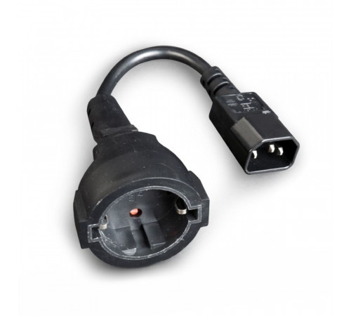 Кабель питания Cablexpert, C14 - евророзетка (Schuko S23), 3*0.75 mm2, 10A, 0.15 м, черный