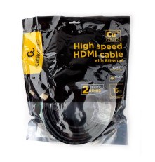 Кабель HDMI Cablexpert CCF2-HDMI4-15M 15 м, v1.4, 19M/19M, черный, позол. разъемы, экран, 2 ферр кольца