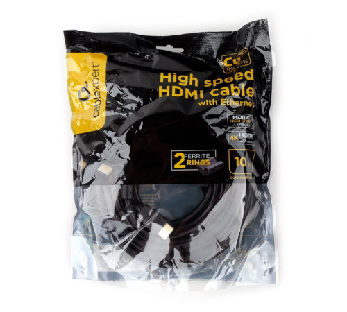 Кабель HDMI Cablexpert CCF2-HDMI4-10M, 10 м, v1.4, 19M/19M, черный, позол. разъемы, экран, 2 ферр кольца