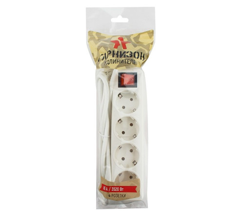 Удлинитель Гарнизон ELB-G4-W-5, 4 розетки, 5 м, белый