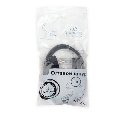 Кабель питания Cablexpert, Schuko(S22)- C13, VDE, 10А, 0.75 мм2, с заземлением, 1 м, черный