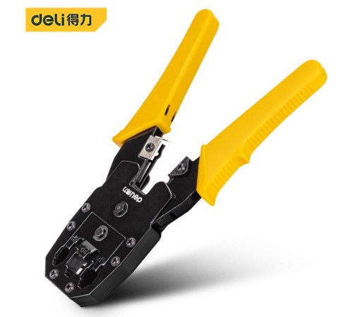 Обжимные клещи Deli DL2468 4P,6P,8P 200мм, в комплекте инструмент для снятия изоляции и набор коннектеров