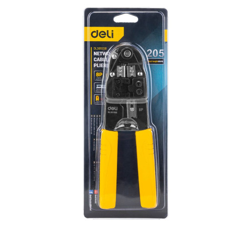 Обжимные клещи Deli  RJ45 Deli DL381008 205мм, зачистка проводов, кусачки и обжимной инструмент 3-в-1