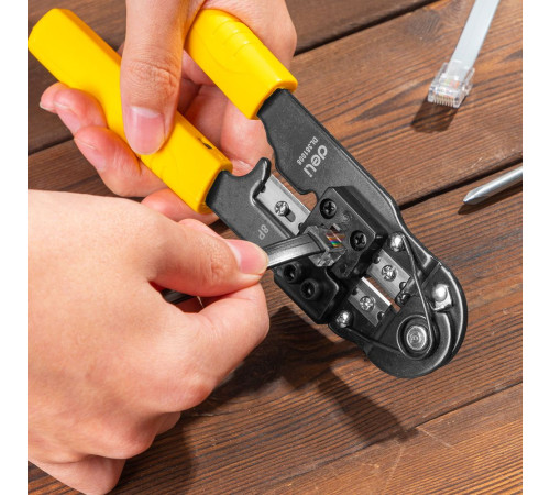 Обжимные клещи Deli  RJ45 Deli DL381008 205мм, зачистка проводов, кусачки и обжимной инструмент 3-в-1
