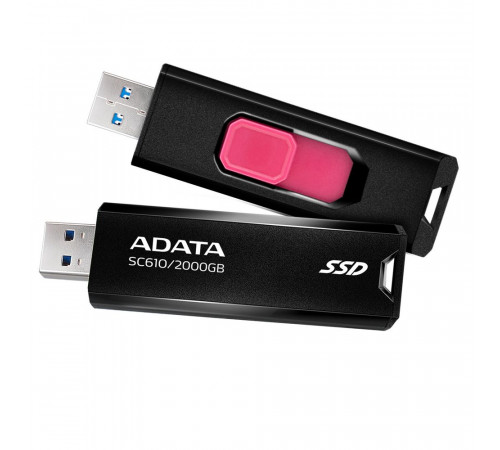 Твердотельный накопитель SSD ADATA 2TB SC610 BOXBLACK/RED  USB 3.2 Gen2 Type-A, 550/500, SC610-2000G-CBK/RD