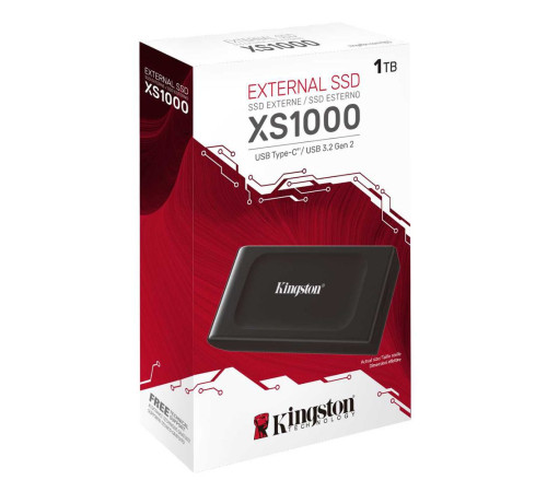 Внешний накопитель SSD 1TB Kingston XS1000 SXS1000/1000G, USB3.2 Gen2, черный