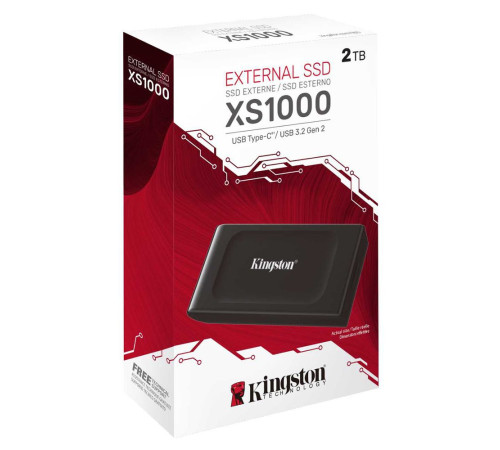 Внешний накопитель SSD 2TB Kingston XS1000 SXS1000/2000G, USB3.2 Gen2, черный