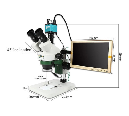 Тринокулярный стереомикроскоп BST-X6 II 7x-45x, WF10X, 45 угол обзора