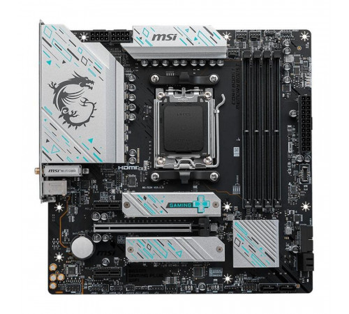Материнская плата MSI B650M GAMING PLUS WIFI B650, AM5, 4*DDR5, 1*PCIEx16, 2*PCIEx1, 2*M.2, 2*TypeC, 3*USB3.2Gen2, 6*USB3.2Gen1, 4*USB2.0, 4*SATA3.0, 2.5G, DP, HDMI, M-ATX, RTL