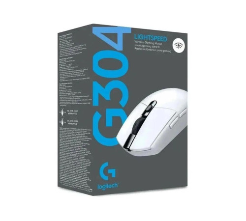 Мышь беспроводная игровая Logitech G304 Lightspeed, 200-12000dpi, 2.4GHz, USB приемник LIGHTSPEED™, 6 программируемых кнопок, белый