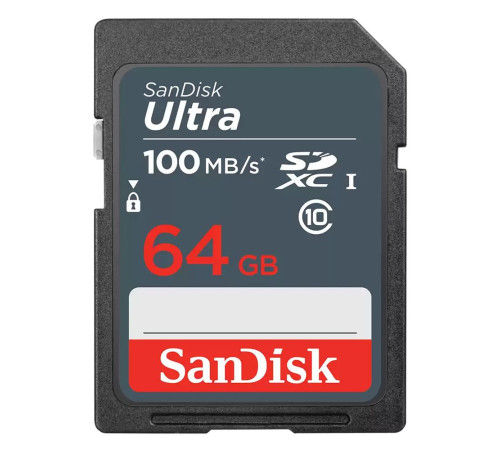 Карта памяти SDXC 64GB SanDisk Ultra SDSDUNR-064G-GN3IN Class 10 UHS I