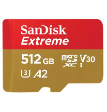 Карта памяти microSD 512GB SanDisk Extreme SDSQXAV-512G-GN6MN Class 10 UHS I, без адаптера