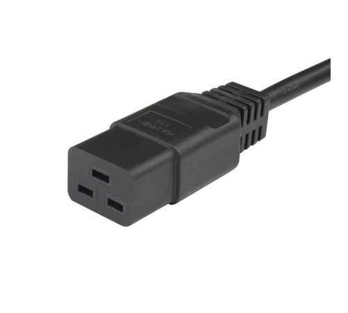 Кабель питания Hyperline, Schuko+C19, 3x1.5, 16A, угловая вилка, 5 м, черный