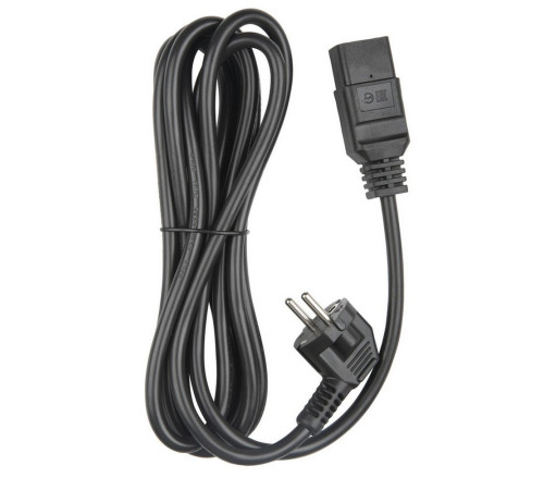 Кабель питания Hyperline, Schuko+C19, 3x1.5, 16A, угловая вилка, 5 м, черный