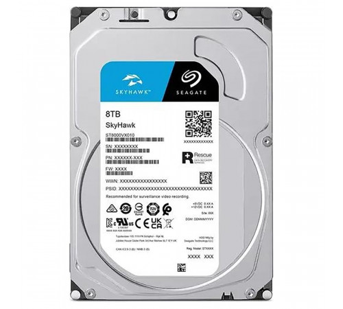 Жесткий диск Seagate SkyHawk Surveillance ST8000VX010 8TB  3.5" SATA 6Gb/s, 7200rpm, 256MB, 24x7, Bulk {20} (009805)