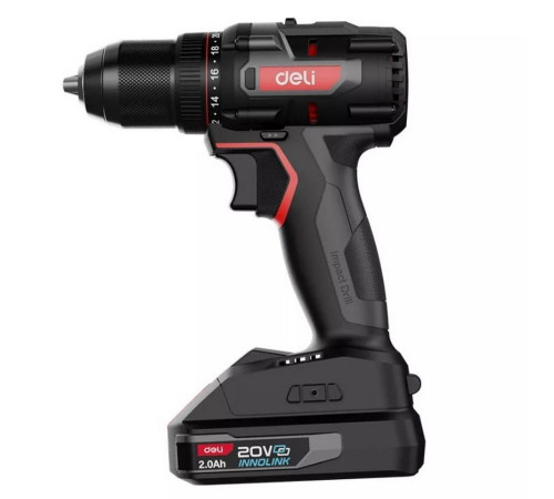 Дрель-шуруповерт аккумуляторная Deli DE-DZ20-2D2 (2 АКБ*2Ач+ЗУ, 20В, 13мм, 70Нм, сумка)