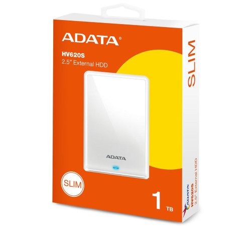 Внешний жесткий диск 1TB ADATA HV620S, USB 3.2, белый