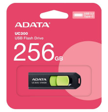 USB накопитель 256GB ADATA UC300 USB 3.2 Gen1, черный/зеленый