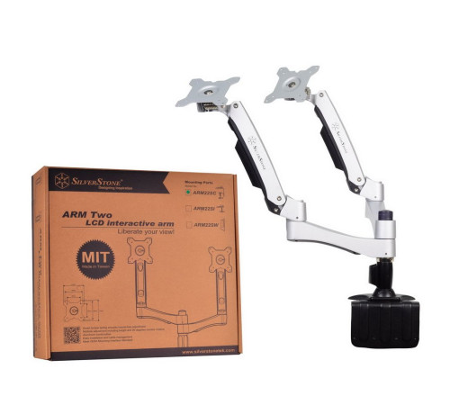 Кронштейн для монитора Silverstone SST-ARM22SC, серебристый/черный
