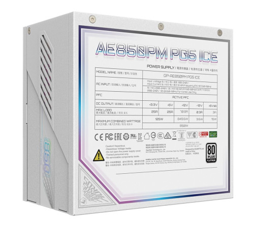 Блок питания 850 Вт Gigabyte AORUS ELITE AE850PM PG5 ICE