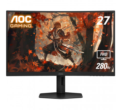 Монитор 27" AOC C27G4ZXU Curved VA, 1920x1080, 280Hz, 0,3ms, 300сd/m, 3000:1, HDR10 | 2xHDMI(2.0), DP(1.4) | HAS, Pivot, Swivel, InPSU, Speakers, Vesa 100, Black