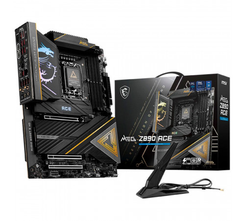 Материнская плата MSI MEG Z890 ACE Z890, LGA1851, 4*DDR5, 3*PCIEx16, 5*M.2, 3*TypeC, 11*USB3.2Gen2, 4*USB3.2Gen1, 4*USB2.0, 4*SATA3.0, 10G, 2*Type-C(DP), HDMI, ATX, RTL