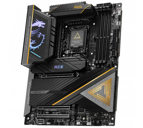 Материнская плата MSI MEG Z890 ACE Z890, LGA1851, 4*DDR5, 3*PCIEx16, 5*M.2, 3*TypeC, 11*USB3.2Gen2, 4*USB3.2Gen1, 4*USB2.0, 4*SATA3.0, 10G, 2*Type-C(DP), HDMI, ATX, RTL