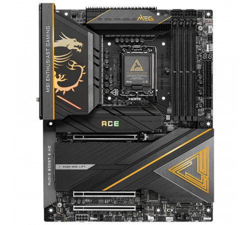 Материнская плата MSI MEG Z890 ACE Z890, LGA1851, 4*DDR5, 3*PCIEx16, 5*M.2, 3*TypeC, 11*USB3.2Gen2, 4*USB3.2Gen1, 4*USB2.0, 4*SATA3.0, 10G, 2*Type-C(DP), HDMI, ATX, RTL