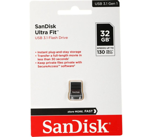USB накопитель 32GB SanDisk Ultra Fit USB 3.2 Gen 1, черный