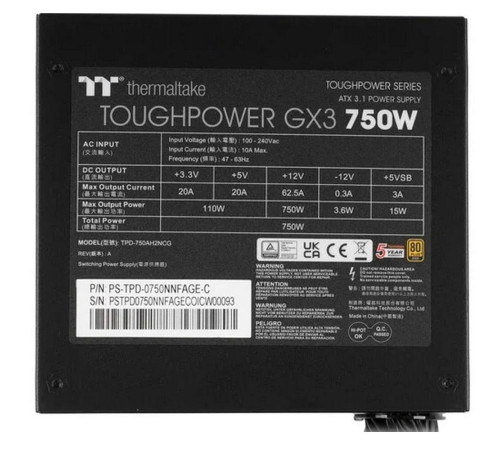 Блок питания 750 Вт Thermaltake Toughpower GX3, черный