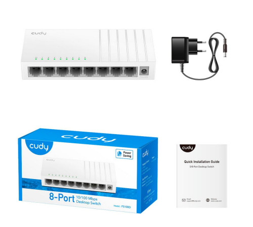 Коммутатор CUDY FS108D, белый