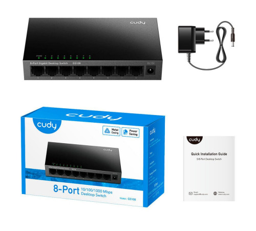 Коммутатор CUDY GS108, черный